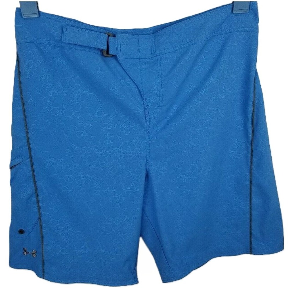 Under Armour Mens Size 38 Blue Geometric Design Board Shorts Swim Trunks